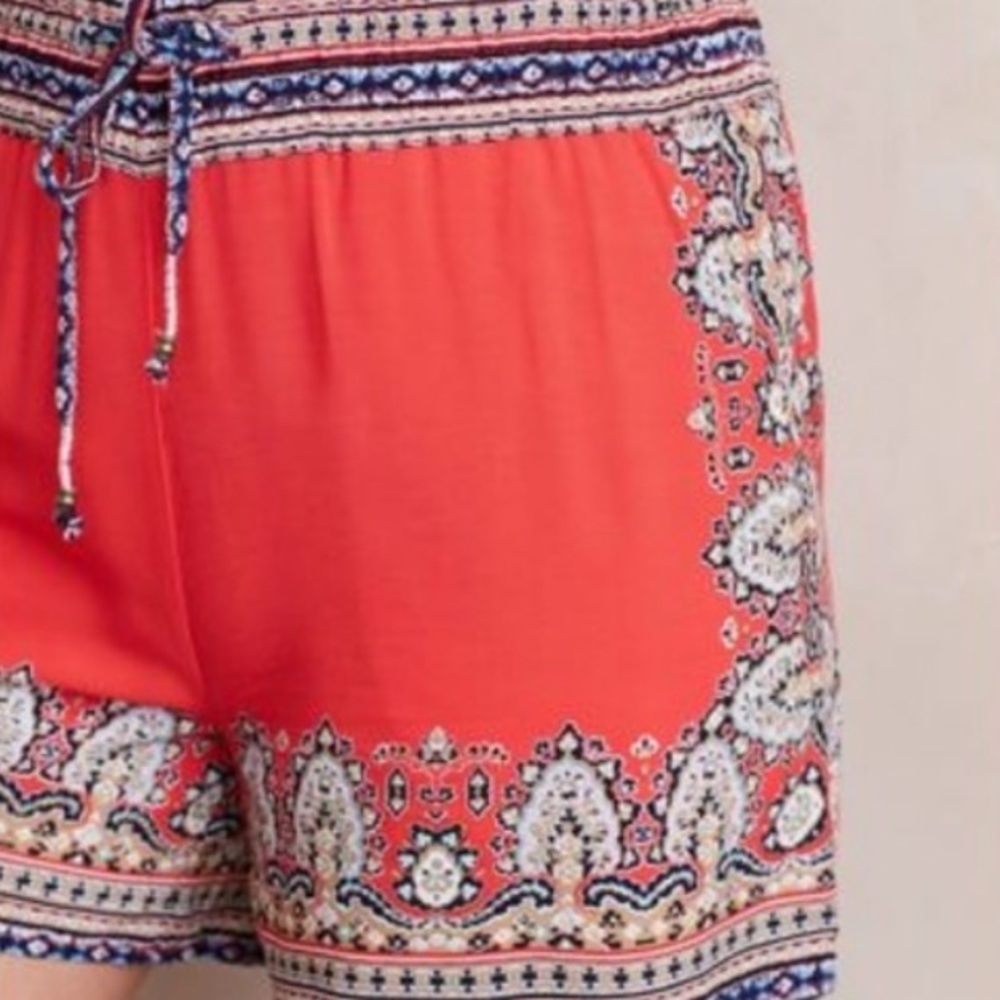 ANTHROPOLOGIE HEI HEI ORANGE SCARF PRINT SHORT